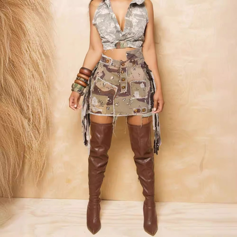 Snatched in Camo Skirt