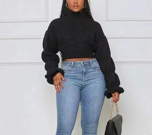 Noir Chic Crop Sweater