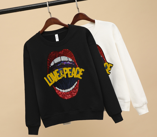 Love and Peace Sequin Sweatshirt