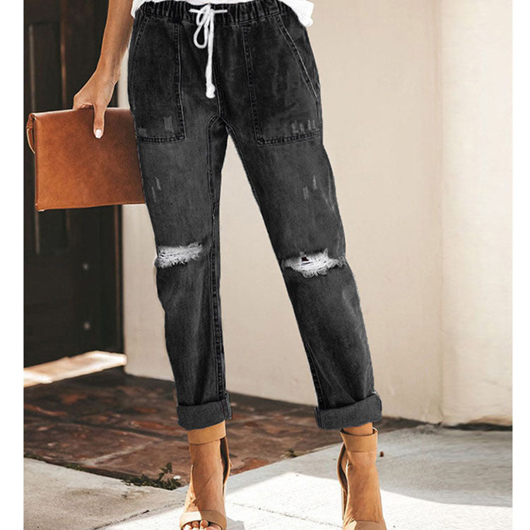 Straight Ripped Cargo Jeans