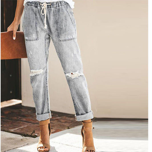 Straight Ripped Cargo Jeans