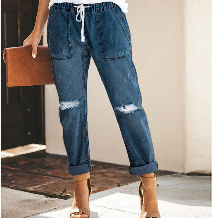 Straight Ripped Cargo Jeans