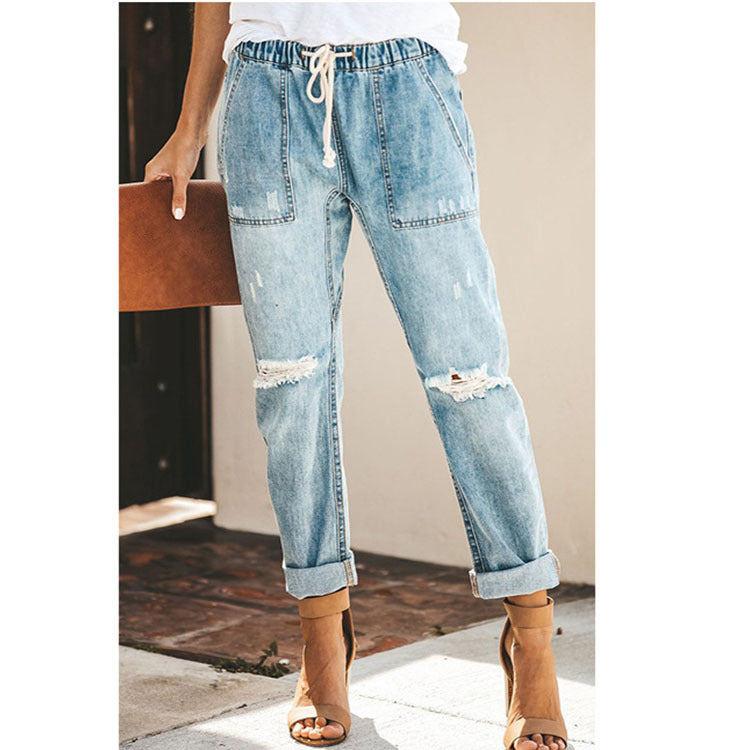 Straight Ripped Cargo Jeans